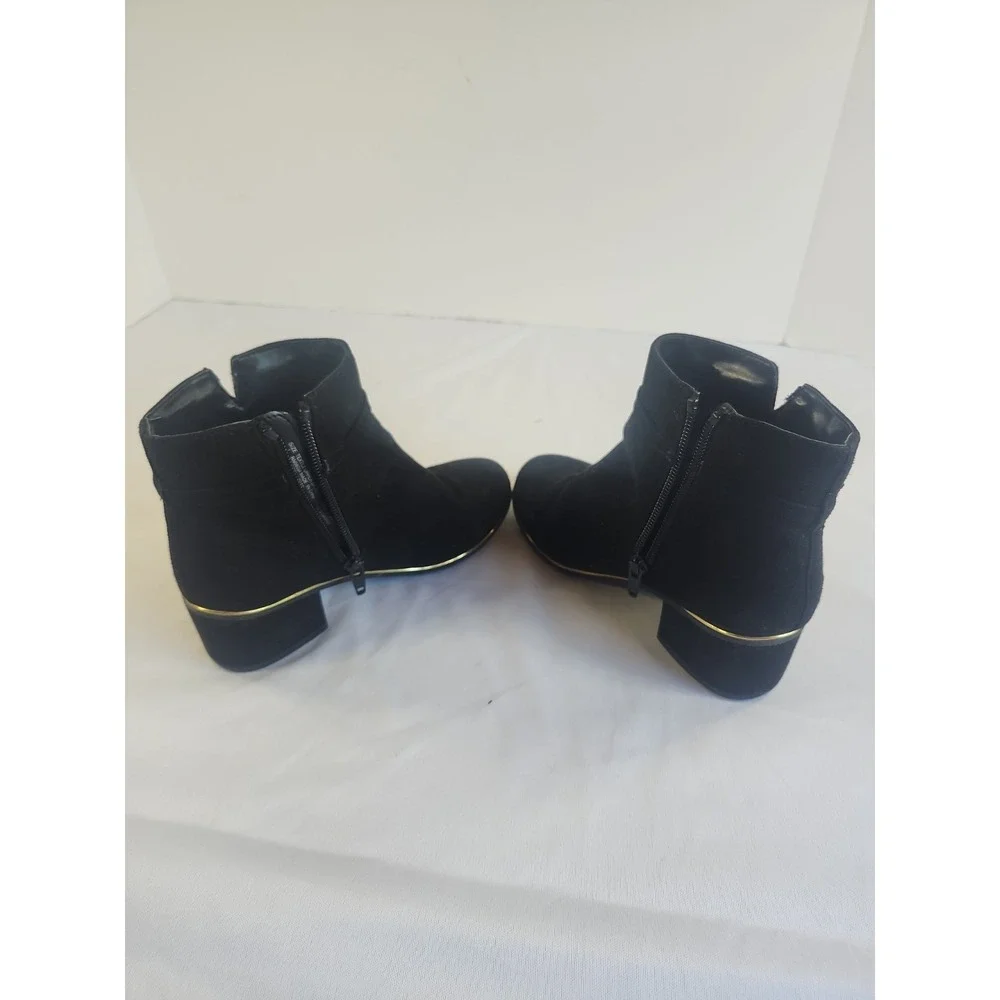 Place Kids Suede‎ Dress Boots Zipper Black With Gold Trim Size 1